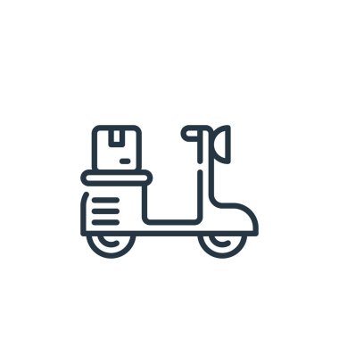 Scooter vektör simgesi. Scooter yenilebilir felç. Mobilet lineer sembolü web ve mobil uygulamalarda, logoda, yazdırma ortamında kullanılır. İnce çizgili çizim. Vektör izole çizimi.