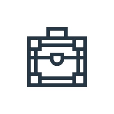 Makyaj kutusu vektör simgesi. Makyaj kutusu düzenlenebilir vuruş. Web ve mobil uygulamalarda, logoda, yazıcı ortamında kullanmak için kutu doğrusal sembolü oluştur. İnce çizgili çizim. Vektör izole çizimi.