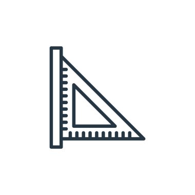 Cetvel vektör simgesi. Düzenlenebilir cetvel darbesi. Web ve mobil uygulamalarda kullanılmak üzere cetvel doğrusal sembolü, logo, yazdırma ortamı. İnce çizgili çizim. Vektör izole çizimi.