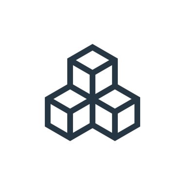 blockchain vektör simgesi. Engellenebilir inme. Web ve mobil uygulamalarda kullanmak için blockchain lineer sembolü, logo, yazdırma ortamı. İnce çizgili çizim. Vektör izole çizimi.