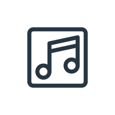 müzik vektör simgesi. müzik düzenlenebilir vuruş. Web ve mobil uygulamalarda kullanım için müzik doğrusal sembolü, logo, yazdırma medyası. İnce çizgili çizim. Vektör izole çizimi.