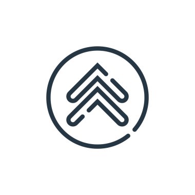 yukarı ok vektör simgesi. Okun yayılabilir vuruşunu arttır. Web ve mobil uygulamalarda kullanmak için ok doğrusal sembolünü yükselt, logo, yazdırma ortamı. İnce çizgili çizim. Vektör izole çizimi.