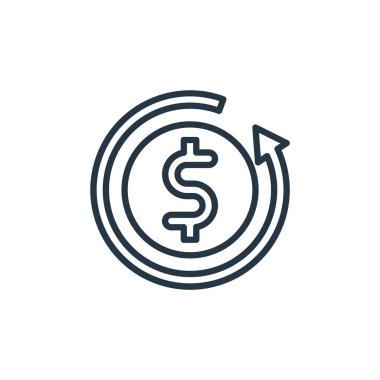 Vektör ikonunu iade et. Geri dönüşümlü felç. Web ve mobil uygulamalarda, logoda ve yazılı medyada kullanmak için doğrusal sembolü iade et. İnce çizgili çizim. Vektör izole çizimi.