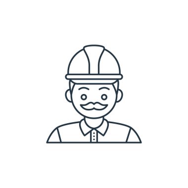 Mühendis vektör simgesi. Düzenlenebilir felç. Web ve mobil uygulamalarda kullanmak için doğrusal mühendislik sembolü, logo, yazdırma medyası. İnce çizgili çizim. Vektör izole çizimi.