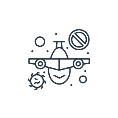 Uçuş vektör simgesi yok. Uçuş düzenlenebilir inme yok. Web ve mobil uygulamalarda kullanılacak uçuş lineer simgesi yok, logo, yazdırma ortamı. İnce çizgili çizim. Vektör izole çizimi.