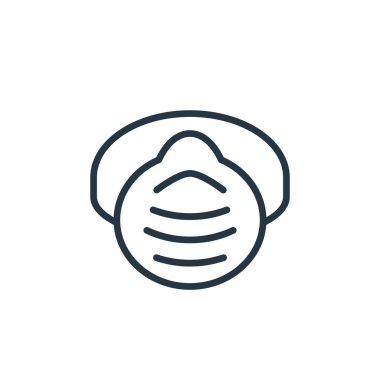 Güvenlik maskesi vektör simgesi. Güvenlik maskesi değiştirilebilir felç. Web ve mobil uygulamalarda, logoda ve yazılı medyada kullanmak için güvenlik maskesi doğrusal sembolü. İnce çizgili çizim. Vektör izole çizimi.