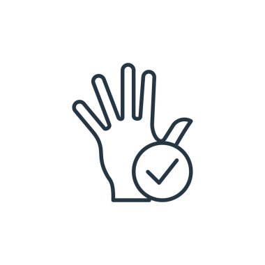 El vektör simgesi. Elle düzenlenebilir felç. Web ve mobil uygulamalarda kullanmak için el doğrusal sembolü, logo, yazdırma medyası. İnce çizgili çizim. Vektör izole çizimi.