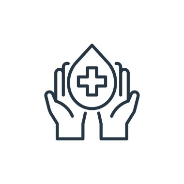 Yıkanan eller vektör simgesi. Yıkanan eller düzeltilebilir felç. Web ve mobil uygulamalarda kullanım için el yıkama lineer sembolü, logo, yazdırma medyası. İnce çizgili çizim. Vektör izole çizimi.