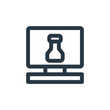 Kimya vektör simgesi. Kimya kurgulanabilir felç. Web ve mobil uygulamalarda, logoda ve yazılı medyada kullanım için kimya lineer sembolü. İnce çizgili çizim. Vektör izole çizimi.