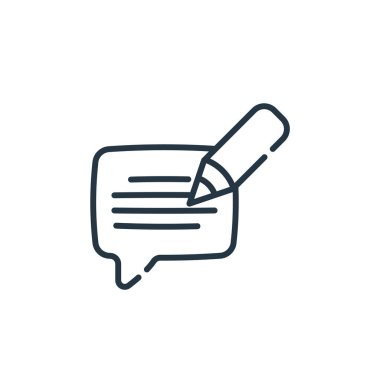 Geri besleme vektör simgesi. Düzenlenebilir geri besleme vuruşu. Web ve mobil uygulamalarda kullanmak için geri besleme lineer sembolü, logo, yazdırma ortamı. İnce çizgili çizim. Vektör izole çizimi.