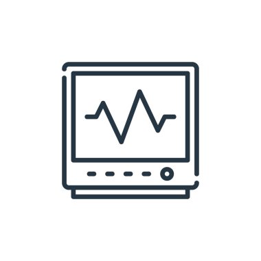 Kardiyogram vektör simgesi. Kardiyogram düzenlenebilir felç. Web ve mobil uygulamalarda kullanmak için kardiyogram lineer sembolü, logo, yazdırma ortamı. İnce çizgili çizim. Vektör izole çizimi.