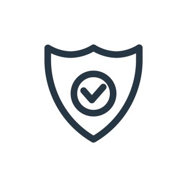 Koruyucu vektör simgesi. Düzenlenebilir felç. Web ve mobil uygulamalarda kullanmak için doğrusal koruma sembolü, logo, yazdırma medyası. İnce çizgili çizim. Vektör izole çizimi.