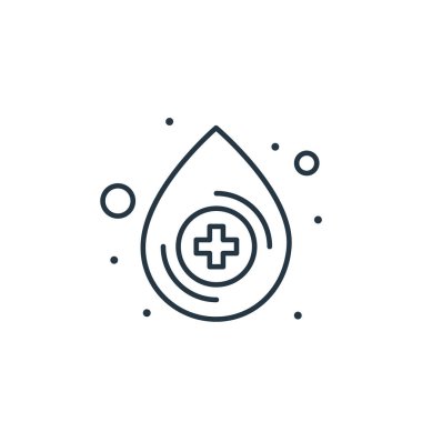 Kan damlası vektör simgesi. Kan damlası değiştirilebilir felç. Web ve mobil uygulamalarda kullanmak için kan damlası lineer sembolü, logo, yazdırma medyası. İnce çizgili çizim. Vektör izole çizimi.