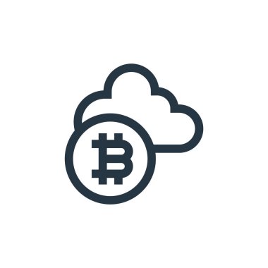 Kripto para birimi vektör simgesi. Kripto para birimi değiştirilebilir vuruşu. Web ve mobil uygulamalarda, logoda ve yazılı medyada kullanılmak üzere şifreli para birimi doğrusal sembolü. İnce çizgili çizim. Vektör izole çizimi.