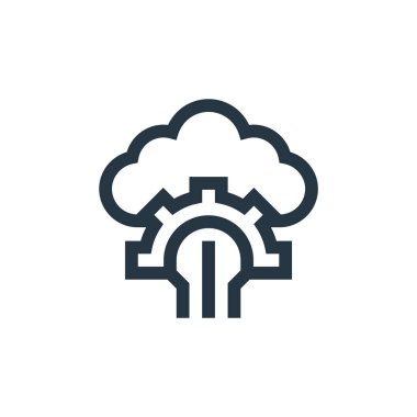 Bulut hesaplama vektör simgesi. Düzenlenebilir bulut vuruşu. İnternet ve mobil uygulamalar, logo ve yazdırma ortamlarında kullanılacak doğrusal bulut sembolü. İnce çizgili çizim. Vektör izole çizimi.