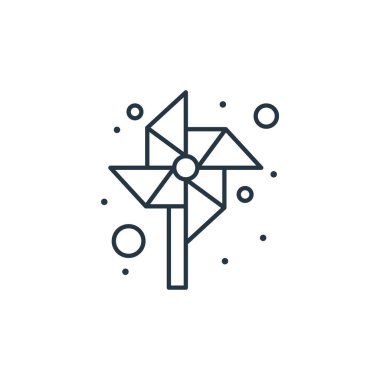 Fırıldak vektör simgesi. Fırıldak şeklinde düzenlenebilir vuruş. Web ve mobil uygulamalarda kullanmak için fırıldak doğrusal sembolü, logo, yazdırma medyası. İnce çizgili çizim. Vektör izole çizimi.