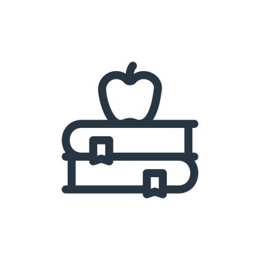 kitap vektör simgesi. İnme inebilir kitaplar. İnternet ve mobil uygulamalarda, logoda, yazılı medyada kullanılacak doğrusal kitap sembolü. İnce çizgili çizim. Vektör izole çizimi.