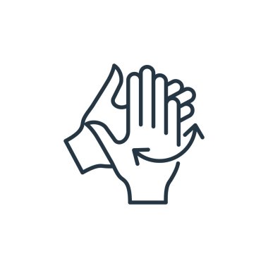 Yıkanan eller vektör simgesi. Yıkanan eller düzeltilebilir felç. Web ve mobil uygulamalarda kullanım için el yıkama lineer sembolü, logo, yazdırma medyası. İnce çizgili çizim. Vektör izole çizimi.