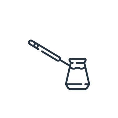 Kahve demliği vektör simgesi. Kahve demliği, düzenlenebilir felç. İnternet ve mobil uygulamalarda, logoda ve yazılı medyada kullanılmak üzere kahve kabı doğrusal sembolü. İnce çizgili çizim. Vektör izole çizimi.