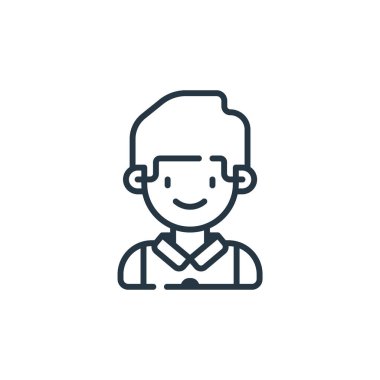 Garson vektör simgesi. Garson inme inmesi. İnternet ve mobil uygulamalarda kullanım için garson doğrusal sembolü, logo, yazdırma medyası. İnce çizgili çizim. Vektör izole çizimi.