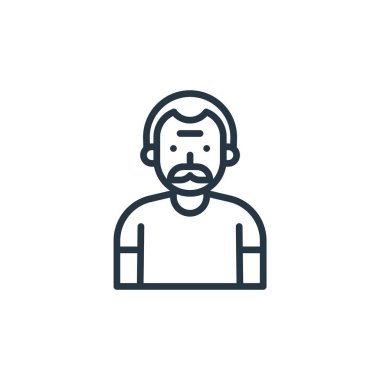 Yaşlı vektör simgesi. Eski, düzenlenebilir felç. Web ve mobil uygulamalarda, logoda, yazdırma ortamında kullanılacak eski doğrusal simge. İnce çizgili çizim. Vektör izole çizimi.