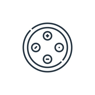 Düğme vektör simgesi. Düğmeler düzenlenebilir. Web ve mobil uygulamalarda kullanmak için doğrusal simge düğmeleri, logo, yazdırma ortamı. İnce çizgili çizim. Vektör izole çizimi.