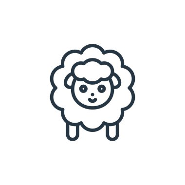 Koyun vektör simgesi. Koyun inme inmesi. Web ve mobil uygulamalarda kullanmak için koyun doğrusal sembolü, logo, yazdırma medyası. İnce çizgili çizim. Vektör izole çizimi.