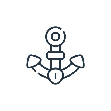 çapa vektör simgesi. Düzenlenebilir vuruşlar. Web ve mobil uygulamalarda kullanmak için lineer simge, logo, yazdırma ortamı. İnce çizgili çizim. Vektör izole çizimi.