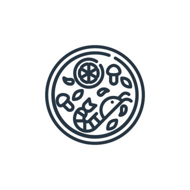 Tom yum goong vektör simgesi. Tom yum goong düzenlenebilir felç. Tom yum goong lineer sembolü web ve mobil uygulamalar, logo, yazdırma medyası için. İnce çizgili çizim. Vektör izole çizimi.