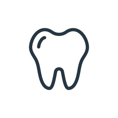 Diş vektör simgesi. Diş düzeltme felci. Web ve mobil uygulamalarda kullanılmak için diş doğrusal sembolü, logo, yazdırma medyası. İnce çizgili çizim. Vektör izole çizimi.