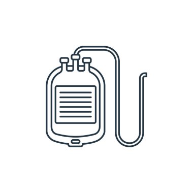 Kan torbası vektör simgesi. Kan torbası inme. Web ve mobil uygulamalarda kullanmak için kan torbası lineer sembolü, logo, yazdırma medyası. İnce çizgili çizim. Vektör izole çizimi.