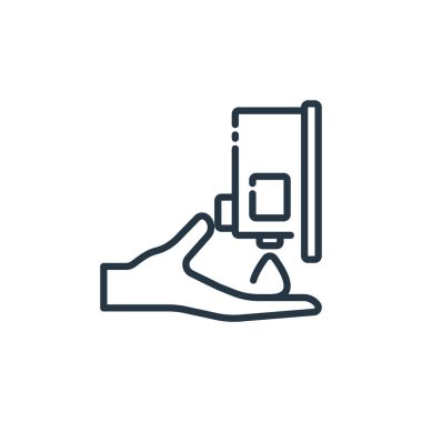 vektör simgesini yıka. Yıkanabilir felç. Web ve mobil uygulamalarda kullanmak için doğrusal sembolü yıka, logo, yazdırma medyası. İnce çizgili çizim. Vektör izole çizimi.