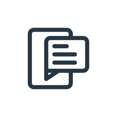 Chat vektör simgesi. Sohbet edilebilir felç. Web ve mobil uygulamalarda kullanmak için doğrusal sohbet sembolü, logo, yazdırma medyası. İnce çizgili çizim. Vektör izole çizimi.