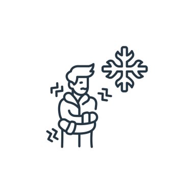 Soğuk vektör simgesi. Soğuk, düzenlenebilir felç. Web ve mobil uygulamalarda kullanmak için soğuk doğrusal sembol, logo, yazdırma medyası. İnce çizgili çizim. Vektör izole çizimi.