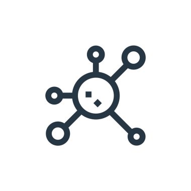 Molekül vektör simgesi. Molekül yenilebilir felç. Web ve mobil uygulamalarda kullanmak için molekül doğrusal sembolü, logo, yazdırma medyası. İnce çizgili çizim. Vektör izole çizimi.