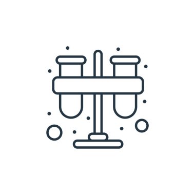 Test tübü vektör simgesi. Test tüpü değiştirilebilir inme. Web ve mobil uygulamalarda kullanmak için test tüpü doğrusal sembolü, logo, yazdırma ortamı. İnce çizgili çizim. Vektör izole çizimi.