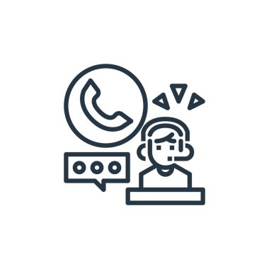 Müşteri servisi vektör simgesi. Müşteri hizmetleri kanaması. Web ve mobil uygulamalar, logo ve yazdırma ortamlarında kullanım için müşteri hizmetleri doğrusal sembolü. İnce çizgili çizim. Vektör izole çizimi.