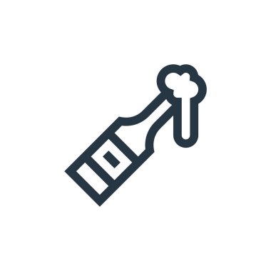 Bira şişesi vektör ikonu. Bira şişesi açılabilir vuruş. bira şişesi lineer sembolü web ve mobil uygulamalar, logo, yazdırma medyası için. İnce çizgili çizim. Vektör izole çizimi.