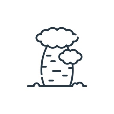 ağaç vektör simgesi. Ağaç kurgusu. Web ve mobil uygulamalarda kullanmak için ağaç doğrusal sembolü, logo, yazdırma ortamı. İnce çizgili çizim. Vektör izole çizimi.