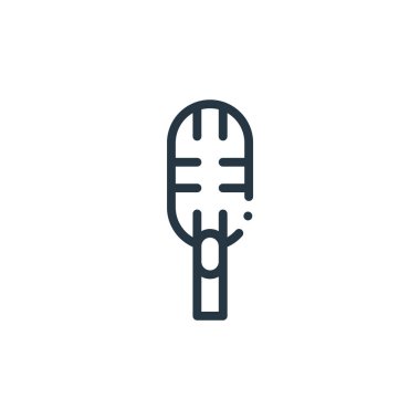 mikrofon vektör simgesi. mikrofon inme inmesi. İnternet ve mobil uygulamalarda, logoda ve yazılı medyada kullanılmak üzere mikrofon doğrusal sembolü. İnce çizgili çizim. Vektör izole çizimi.