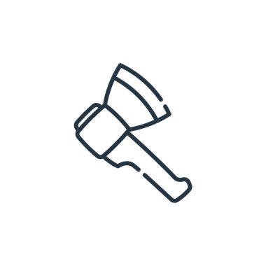 Balta vektör simgesi. Düzenlenebilir balta darbesi. Web ve mobil uygulamalarda kullanmak için baltayla doğrusal sembol, logo, yazdırma ortamı. İnce çizgili çizim. Vektör izole çizimi.