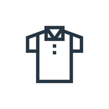 Polo gömlek vektör simgesi. Polo tişörtü, düzeltilebilir vuruş. polo gömlek lineer sembolü web ve mobil uygulamalar, logo, yazdırma medyası için. İnce çizgili çizim. Vektör izole çizimi.