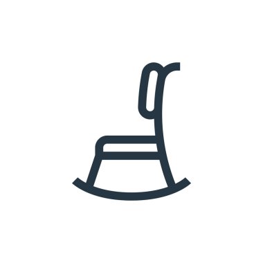 Sallanan sandalye vektör simgesi. Sallanan sandalye inmesi. Web ve mobil uygulamalarda kullanmak için sallanan sandalye lineer sembolü, logo, yazdırma medyası. İnce çizgili çizim. Vektör izole çizimi.