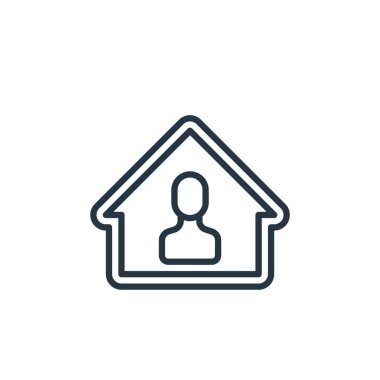 Evde kal vektör simgesi. Evde kalıp kurgulanabilir bir vuruş yap. İnternet ve mobil uygulamalarda, logoda ve yazılı medyada kullanım için evde doğrusal simge olarak kal. İnce çizgili çizim. Vektör izole çizimi.