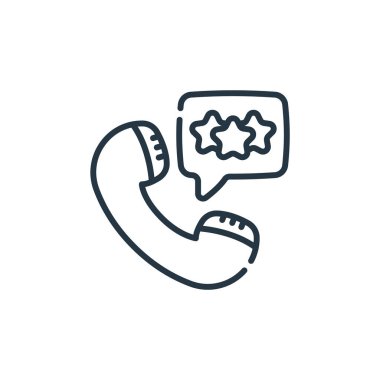 Müşteri denetleme vektör simgesi. Müşteri değerlendirmesi. Web ve mobil uygulamalar, logo ve yazdırma ortamlarında kullanım için müşteri doğrusal sembolünü gözden geçir. İnce çizgili çizim. Vektör izole çizimi.