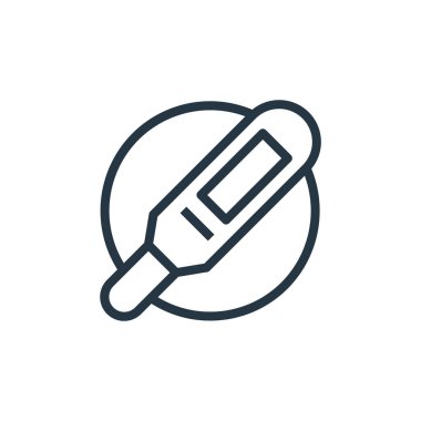 Termometre vektör simgesi. Termometre düzenlenebilir felç. Web ve mobil uygulamalarda kullanmak için termometre lineer sembol, logo, yazdırma ortamı. İnce çizgili çizim. Vektör izole çizimi.