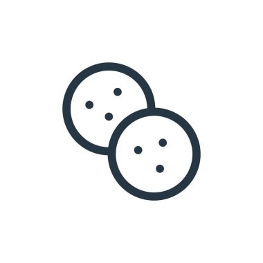 Kurabiye vektör simgesi. Kurabiyeler düzenlenebilir. Web ve mobil uygulamalarda kullanmak için çerezler doğrusal sembolü, logo, yazdırma medyası. İnce çizgili çizim. Vektör izole çizimi.