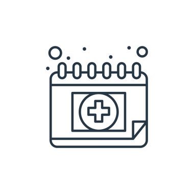 Tıbbi atama vektör simgesi. Düzenlenebilir felç. İnternet ve mobil uygulamalarda, logoda ve yazılı medyada kullanım için tıbbi atama lineer sembolü. İnce çizgili çizim. Vektör izole çizimi.