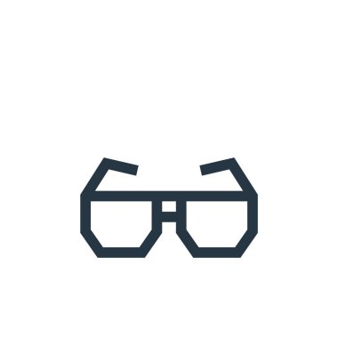 Güneş gözlüğü vektör simgesi. Güneş gözlüğü kullanılabilir felç. Web ve mobil uygulamalarda kullanmak için güneş gözlüğü lineer sembolü, logo, yazdırma medyası. İnce çizgili çizim. Vektör izole çizimi.