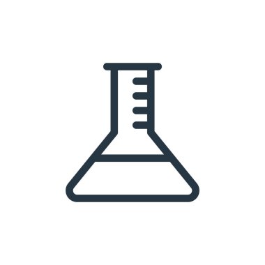 Test tübü vektör simgesi. Test tüpü değiştirilebilir inme. Web ve mobil uygulamalarda kullanmak için test tüpü doğrusal sembolü, logo, yazdırma ortamı. İnce çizgili çizim. Vektör izole çizimi.